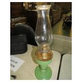 ANTIQUE METAL BASE OIL LAMP