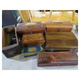 LARGE COLLECTION OF WOOD JEWELRY BOXES & DRAWER