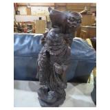 CARVED ASIAN MAN W/DOG STATUE