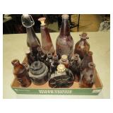 COLLECTION OF BROWN COLORED VINTAGE BOTTLES