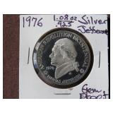 1976 1.08 OZ .925 SILVER JEFFERSON RD GEM PROOF