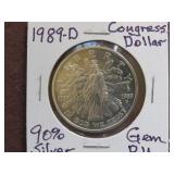 1989 D CONGRESS DOLLAR 90% GEM BU