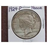 1924 P PEACE SILVER DOLLAR 90%