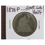 1876 P SEATED LIBERTY HALF DOLLAR 90%