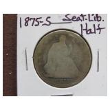 1875 S SEATED LIBERTY HALF DOLLAR 90%