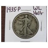 1935 P WALKING LIBERTY HALF DOLLAR 90%