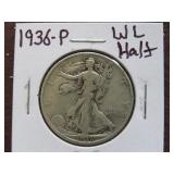 1936 P WALKING LIBERTY HALF DOLLAR 90%
