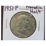 1951 P FRANKLIN HALF DOLLAR 90%