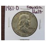 1961 D FRANKLIN HALF DOLLAR 90%