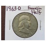 1963 D FRANKLIN HALF DOLLAR 90%