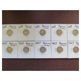 (10) MERCURY DIMES 90% VARIOUS DATES & MM