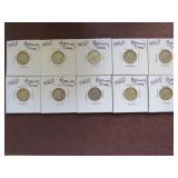 (10) MERCURY DIMES 90% VARIOUS DATES & MM