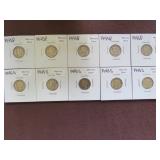 (10) MERCURY DIMES 90% VARIOUS DATES & MM
