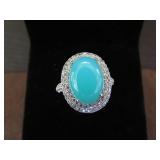 CHALCEDONY & WHITE SAPP. STAMPED 925 RING SIZE 6.5