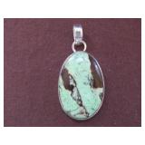 BOULDER LEMON CHRYSOPRASE STAMPED 925 PENDANT
