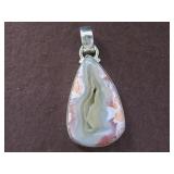 AQUA NEVADA AGATE GEMSTONE STAMPED 925 PENDANT