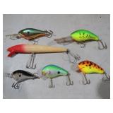 (6) VINTAGE HANDMADE FISHING LURES