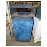 EARLY BLUE METAL TRASH BIN DOUBLE SIDED &SIDE DOOR