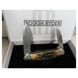 ROUGH RIDER CINNAMON BONE STAG CANOE KNIFE MIB