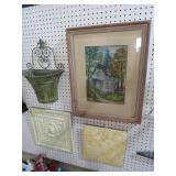 (2) METAL WALL DECOR & PLANTER / FRAMED PRINT