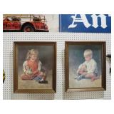 PAIR OF FRAMED CHILD PRINTS SIGNED HAFFARD