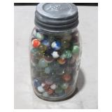 JAR OF VINTAGE MARBLES