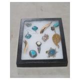 COLLECTION OF TURQUOISE PINS & EARRINGS
