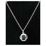 20" AMETHYST STAMPED 925 NECKLACE