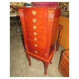 CHERRY (6) DRAWER/ (2) DOOR LIFT TOP JEWELRY CHEST