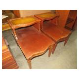 PAIR OF LEATHER TOP TIERED TABLES