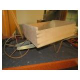 HANDMADE SMALL WOOD & METAL WHEEL BARREL