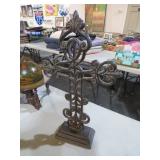 CAST IRON CROSS ON STAND