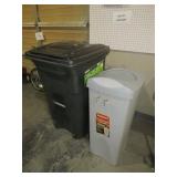 TOTER 64 GAL TRASH CAN & RUBBERMAID 24 GAL