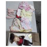 PORCELAIN SEYMOUR MANN DOLL/ DRESSES & DOLL PARTS