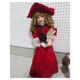 CAROL DOLL PORCELAIN W/ RED DRESS 27"T