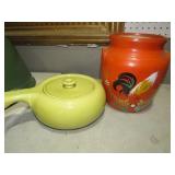 MID CENTURY RUSSEL WRIGHT POT W/ LID & ROOSTER JAR