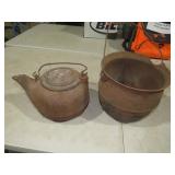 CAST IRON KETTLE & POT