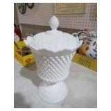 FENTON ? MILK GLASS HOBNAIL COMPOTE CANDY DISH