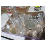 BOX OF CRUETS, KNIFE REST S& P SHAKERS & FLATWARE