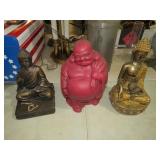 (3) BUDDHA STATUES TALLEST 12"