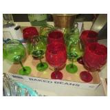 RED & GREEN WINE GLASS STEMWARE