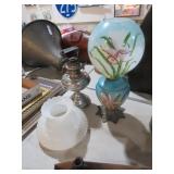 (2) VINTAGE OIL LAMPS W/SHADES