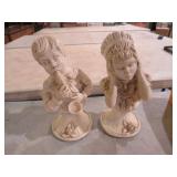 PAIR OF ROSIN BOY & GIRL FIGURINES 4" X 10"