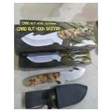 (3) CAMO GUT HOOK SKINNER KNIVES W/BOXES