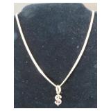 19" STAMPED 14K GOLD NECKLACE W/ $ SIGN PENDANT