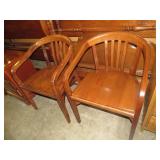(2X) BEAUTIFUL SOLID WOOD BARREL BACK CHAIRS