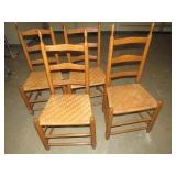 (4X) KNOBBY LADDER BACK WOVEN SEAT COUNTRY CHAIRS