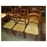 (6X) COUNTRY LADDERBACK SEAT WOVEN CHAIRS