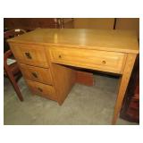 SOLID OAK 4 DRAWER KNEE HOLE DESK