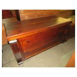 ANTIQUE LIFT TOP CEDAR LINED BLANKET CHEST